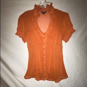 Short sleeve sheer XOXO blouse beautiful details
